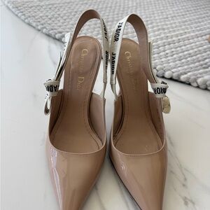 Dior Nude Patent Leather Slingback Heels